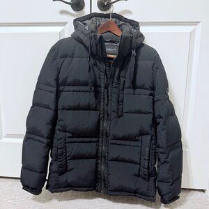Marc New York - Mens Black Heavy Winter Down Puffer Coat with Removable Hood - M